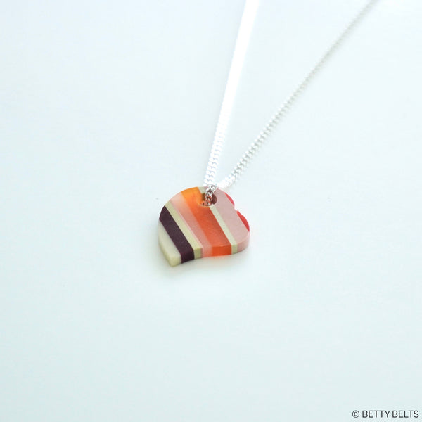 Upcycled Surfite Heart Charm Necklace (drilled version)