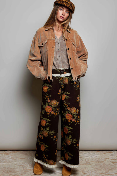 Pocket Front Button Down Corduroy Trucker Jacket