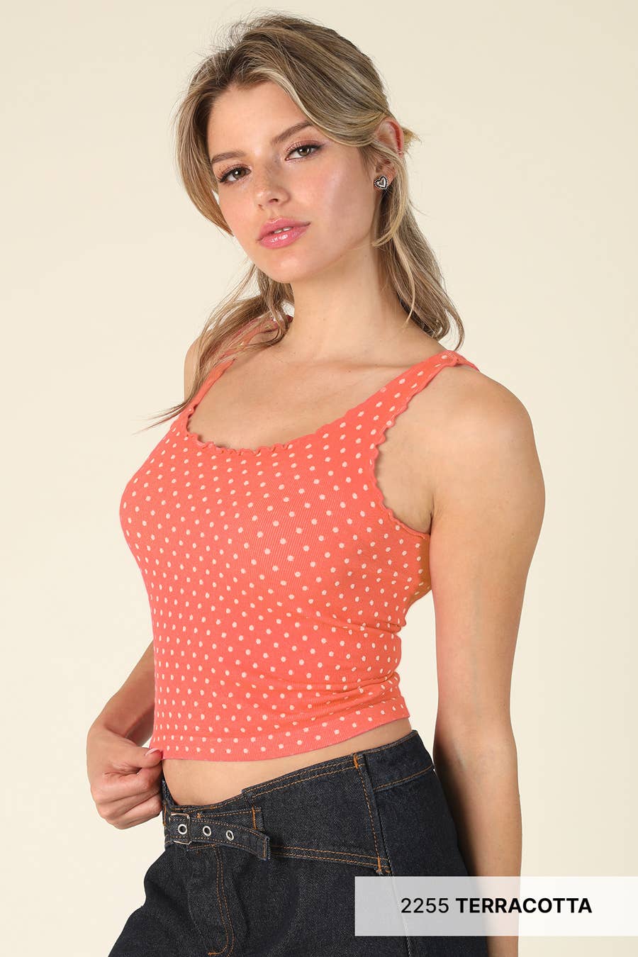 NS8531 - Polka Dot Edge Crop Top
