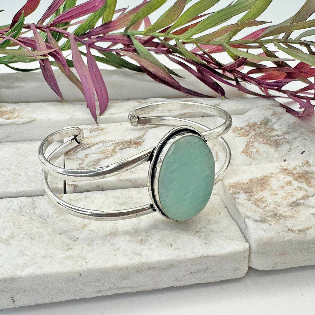 Kashi Semiprecious Stone Cuff Bracelet - Amazonite