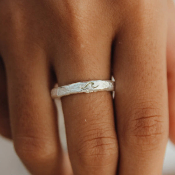 Flow With It Wave Ring, Adjustable Silver Stacking Ring