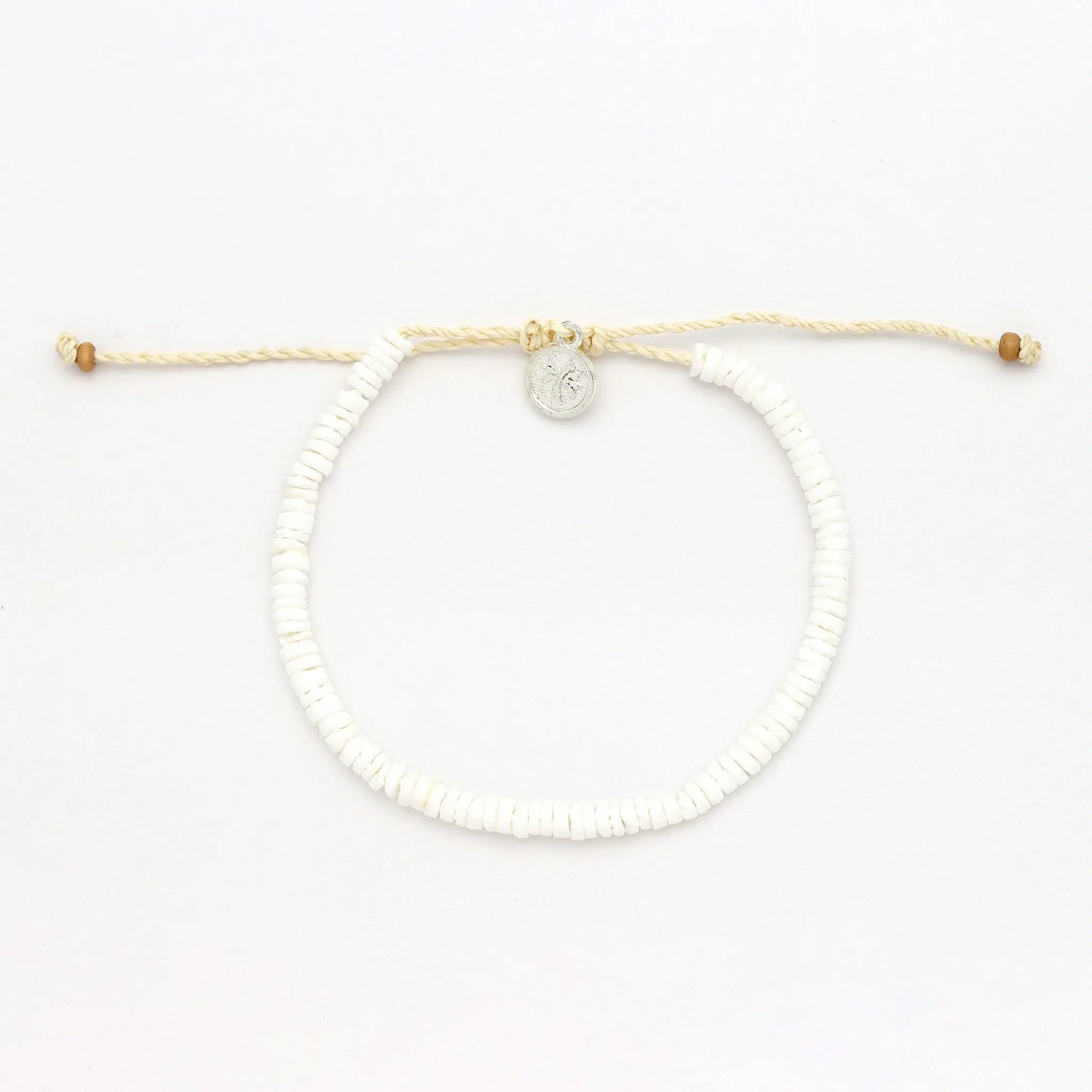 Padangbai Beaded Anklet, White Surf Ankle Bracelet