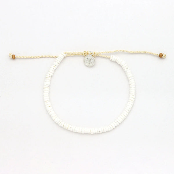 Padangbai Beaded Anklet, White Surf Ankle Bracelet