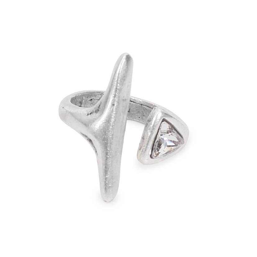 Handmade Clear Crystal Brass Ring - 6909