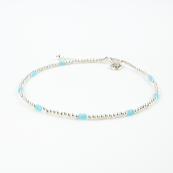 Khalifa Beaded Silver Anklet, Boho, by Pineapple Island