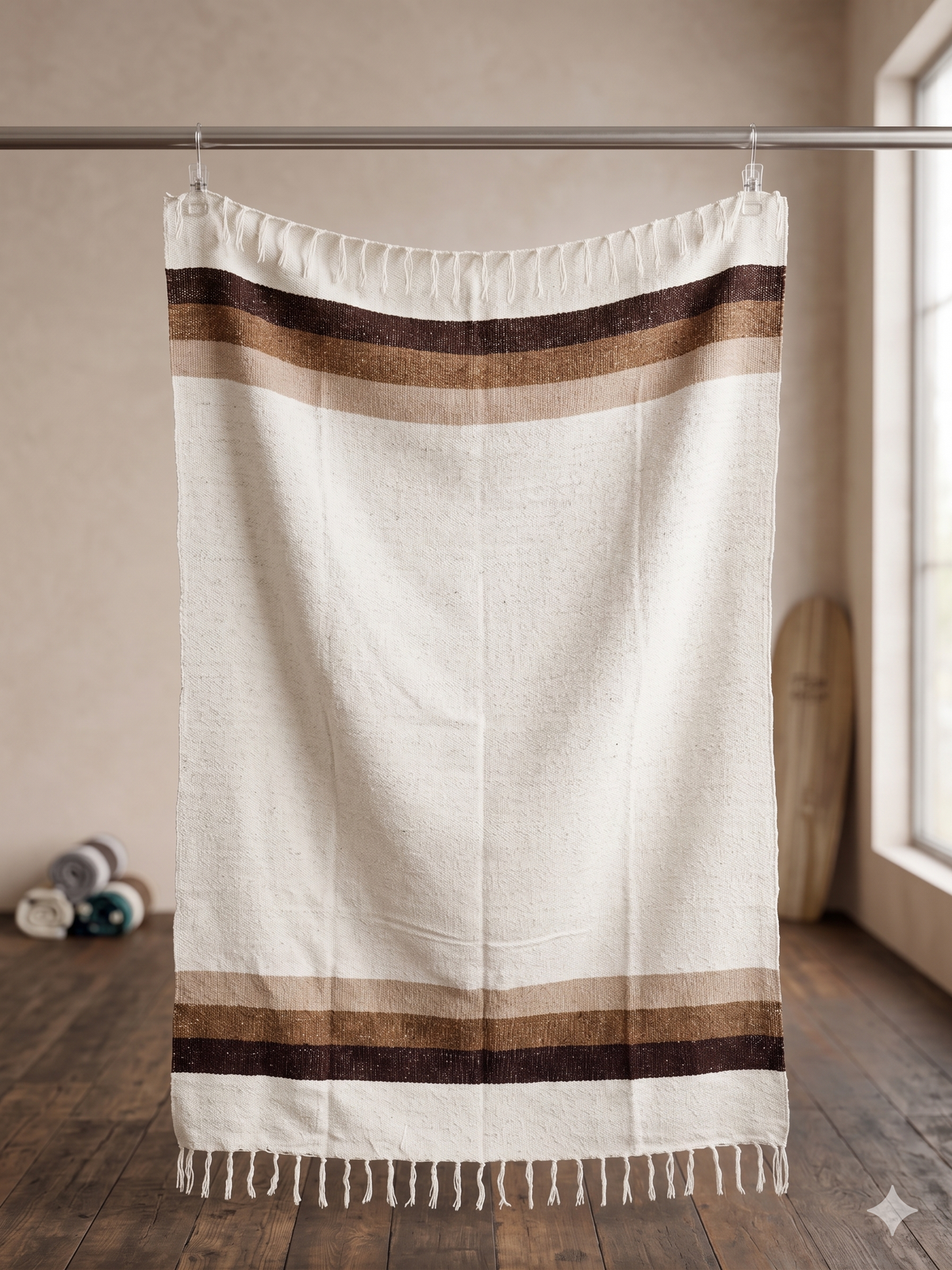 Authentic Mexican Blanket - Canyon Sands | White Brown Beige