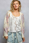 Granny Square Weave Roomy Fit Crochet Open Cardigan Top