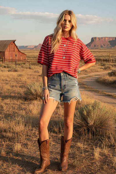 Oversized Lightweight Striped Sweater Top