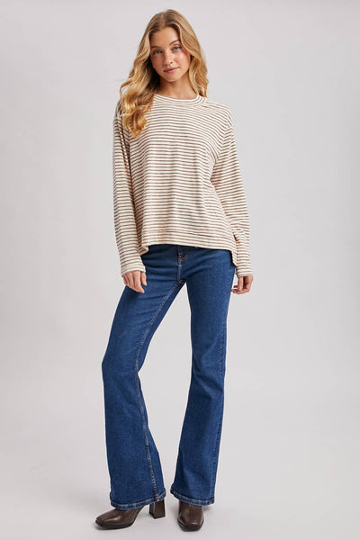 STRIPED CREW NECK  SLOUCHY KNIT TOP