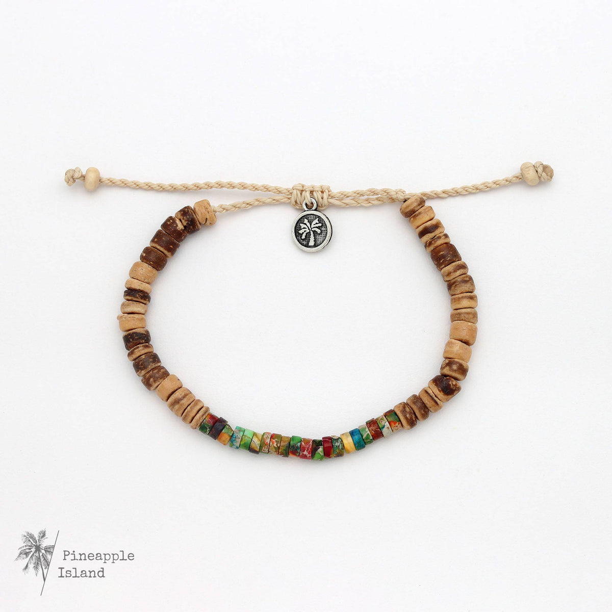 Koʻolau Wood Beaded Bracelet, Natural Stone Beads, Surf