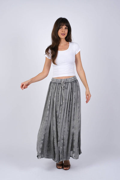 Gray Maxi Skirt with Highlights of Mesh
