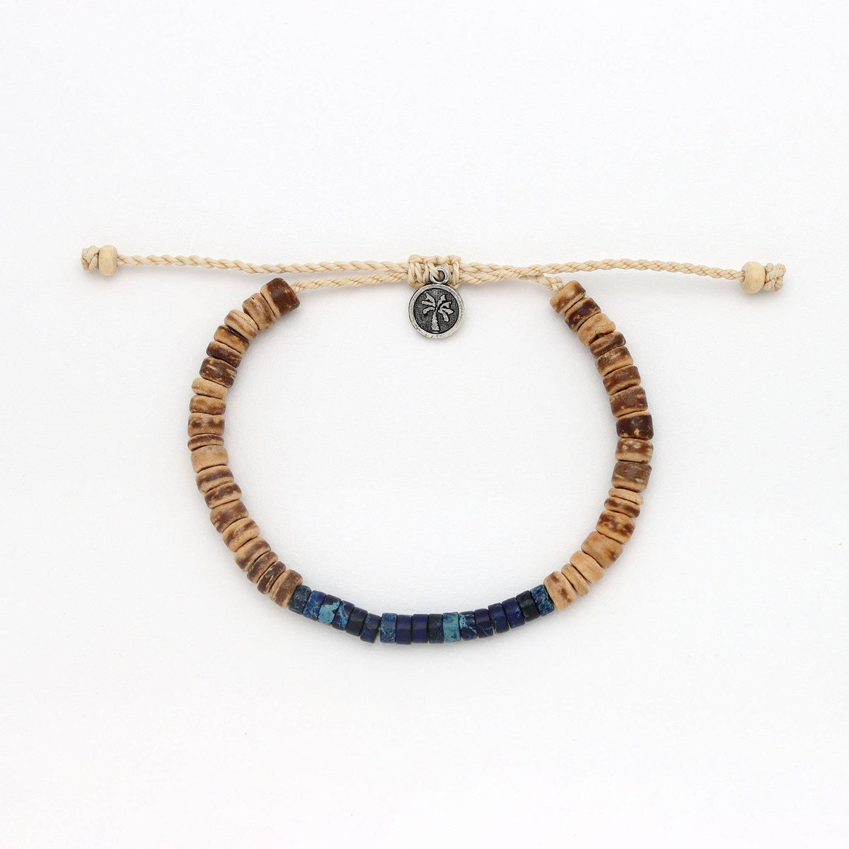 Koʻolau Wood Beaded Bracelet, Natural Stone Beads, Surf