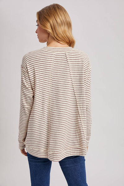 STRIPED CREW NECK  SLOUCHY KNIT TOP