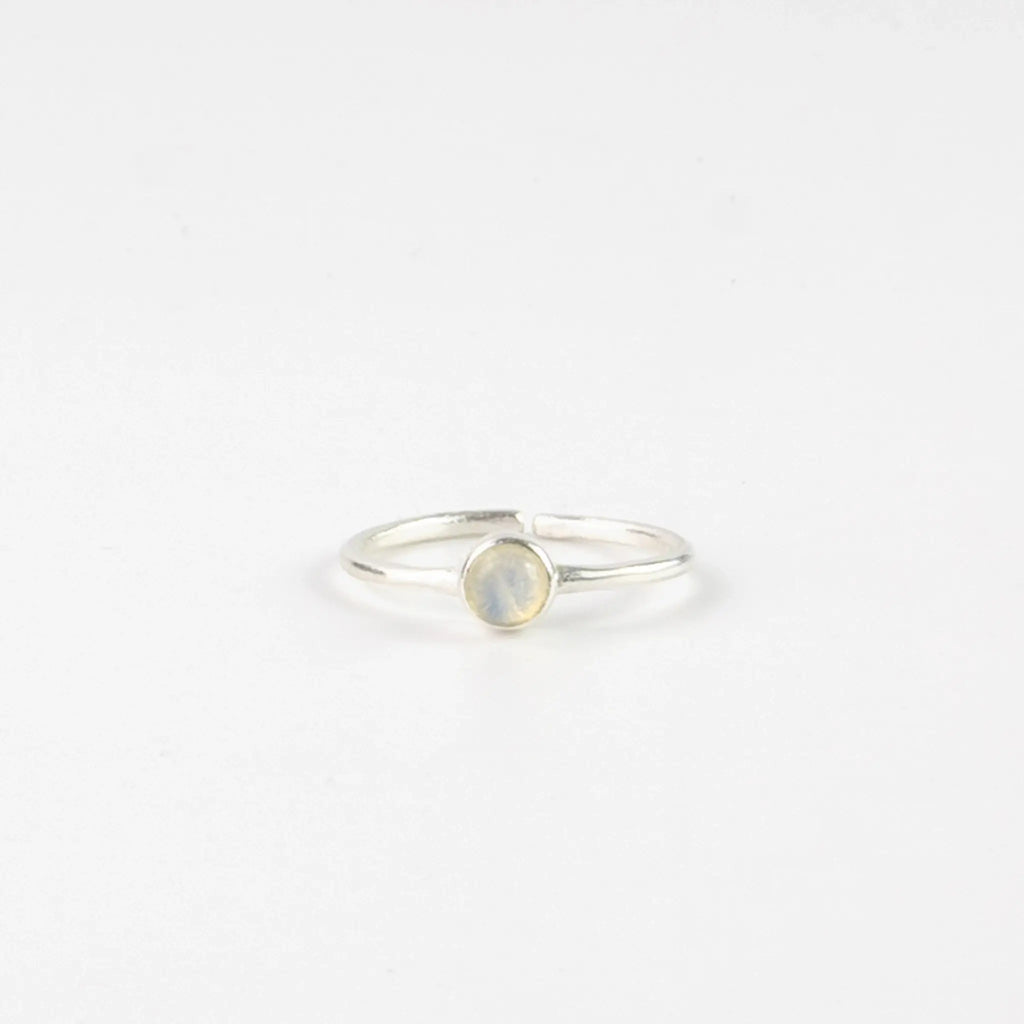 Gemstone Adjustable Ring, Dainty Silver Stacking Ring