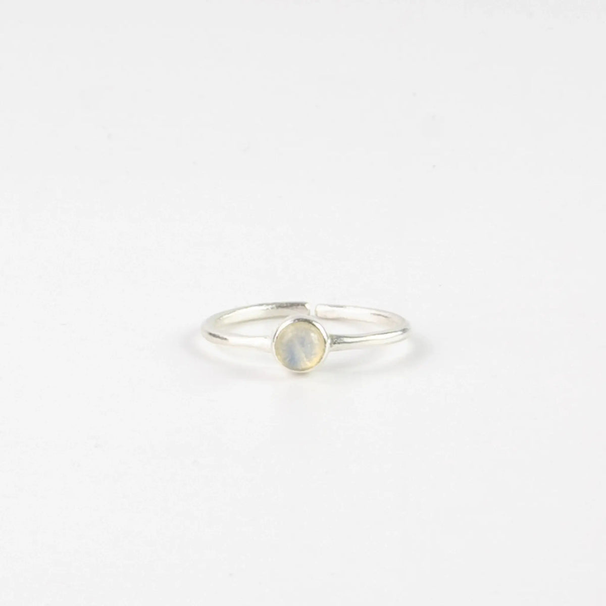 Gemstone Adjustable Ring, Dainty Silver Stacking Ring