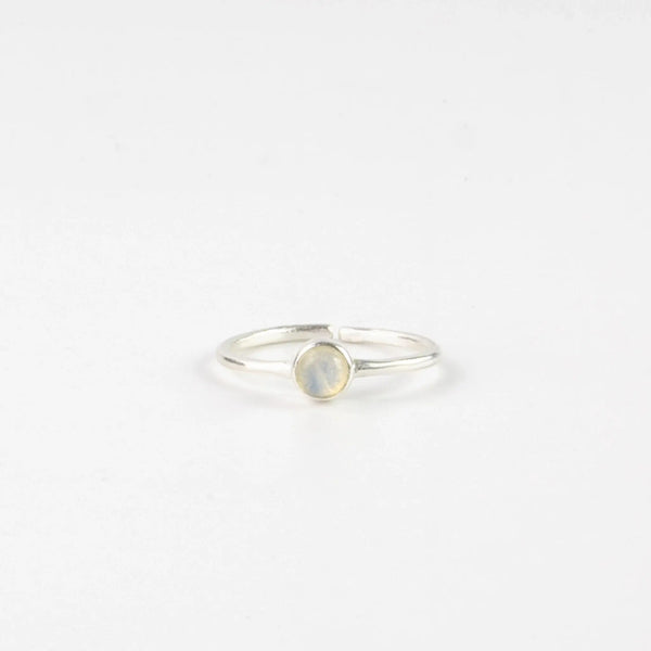 Gemstone Adjustable Ring, Dainty Silver Stacking Ring