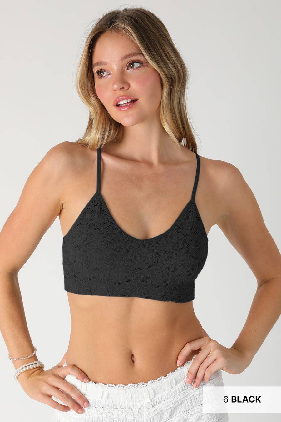 NS8412-Textured Lace Triangle Cut-Out Bralette