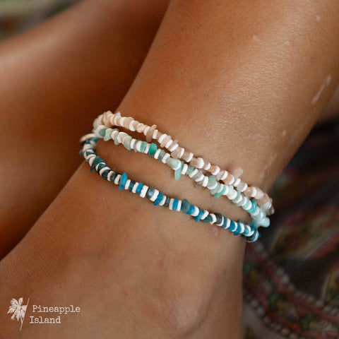 Dunes Stone Beaded Anklet, Surf Jewelry by Pineapple Island