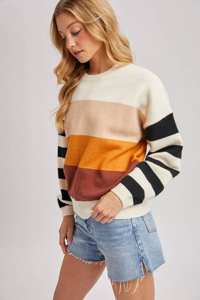COLOR BLOCK SWEATER PULLOVER