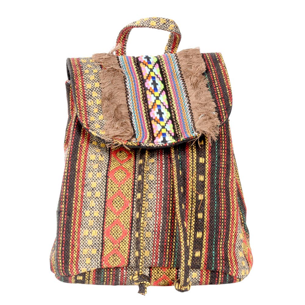 Small Gold Tones Backpack With Fringe