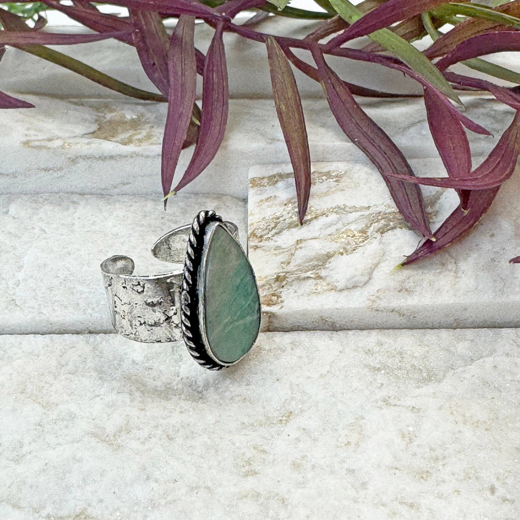 Handcrafted Kashi Semiprecious Stone Ring - Amazonite