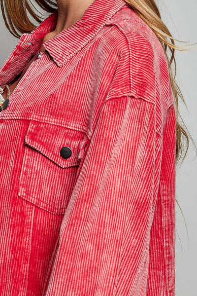 Pocket Front Button Down Corduroy Trucker Jacket