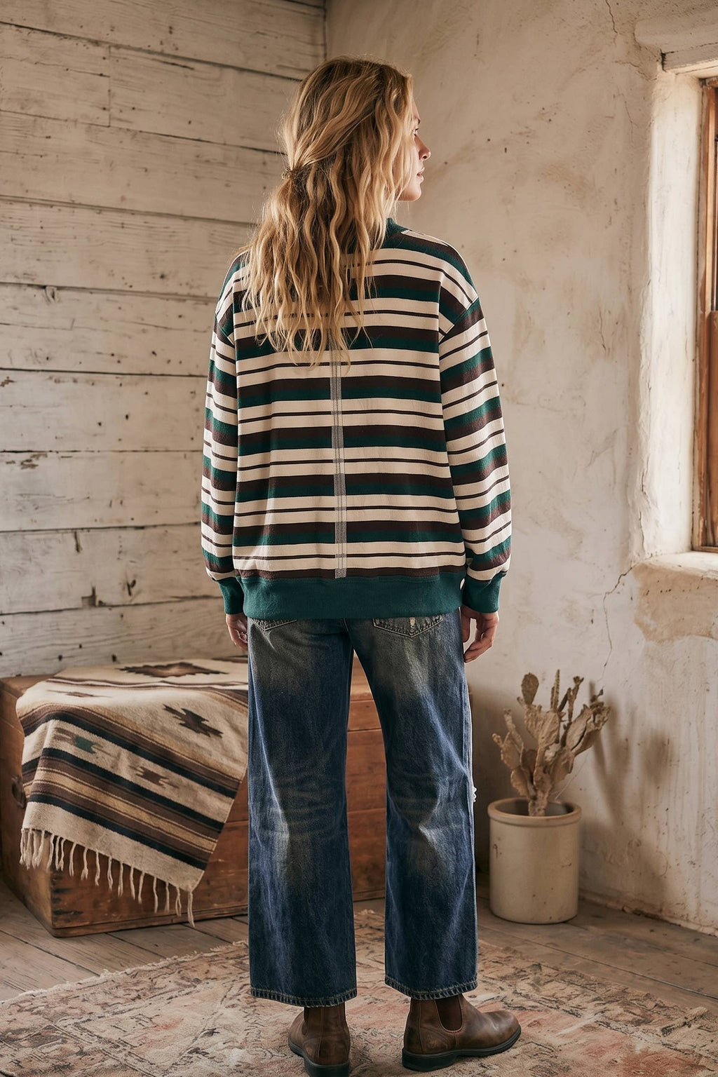 Oversized French Terry Striped Sweatshirt
