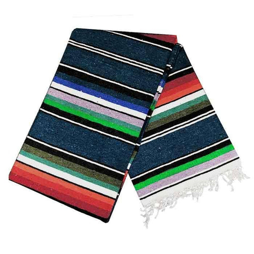 100% Cotton Blue Pastel Serape Mexican Blanket