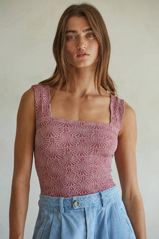 S1239A | Knit Modal Nylon Spandex Seamless Jacquard Tank