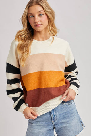 COLOR BLOCK SWEATER PULLOVER