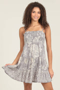 SPAGHETTI STRAP SMOCKED FLORAL TIERED DRESS