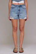 Medium Light Distressed High Rise Short