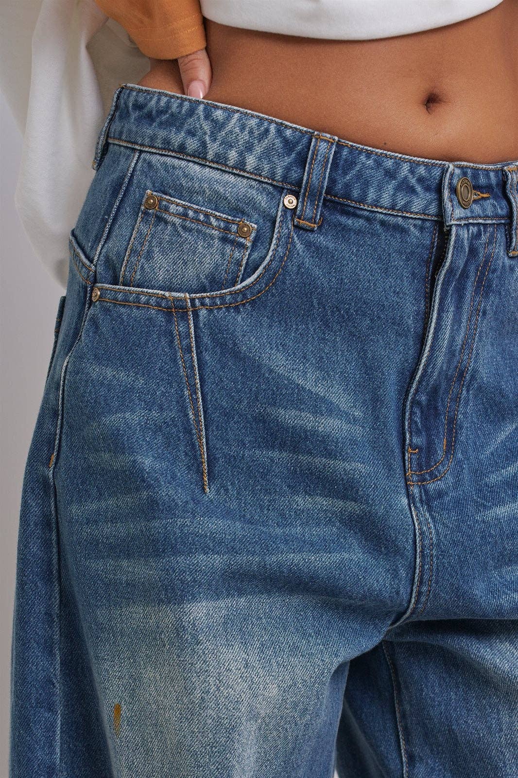 Retro Fade Wide-Leg Barrel Jeans