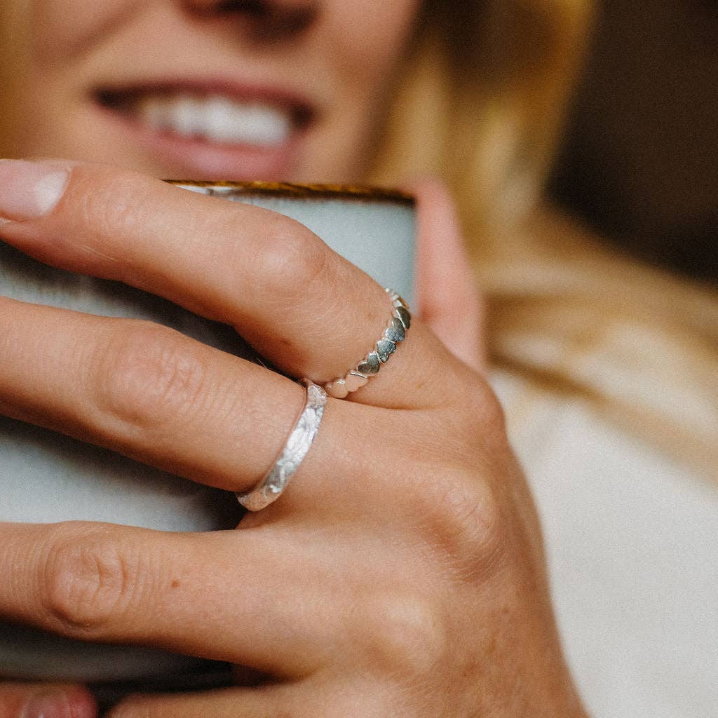 Arjuna Adjustable Heart Ring, Dainty Silver Heart Ring