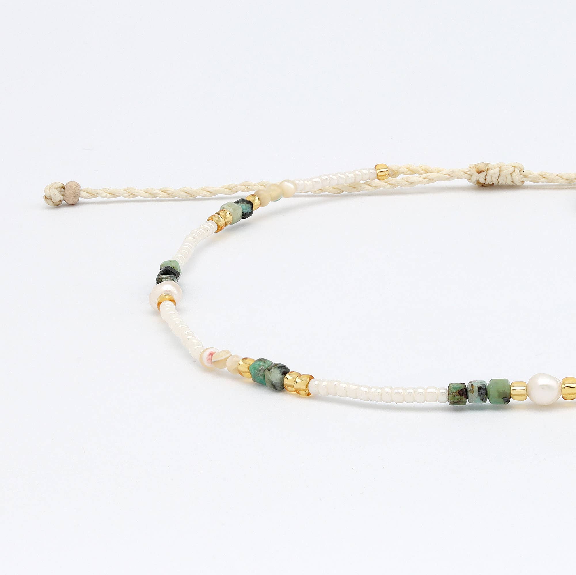 Giada Pelita Beaded Anklet, Adjustable Green Ankle Bracelet