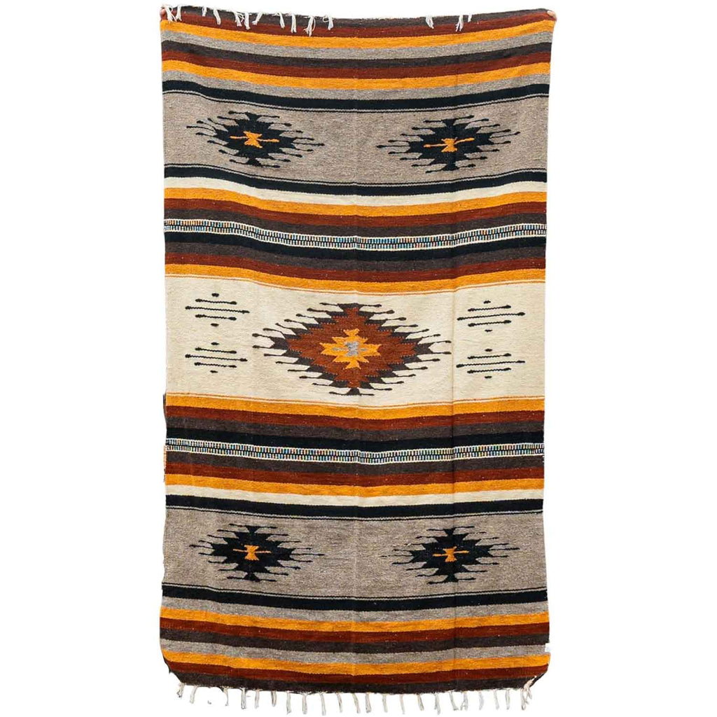 Mexican Blanket Southwest Aztec Diamond | Beige Yellow