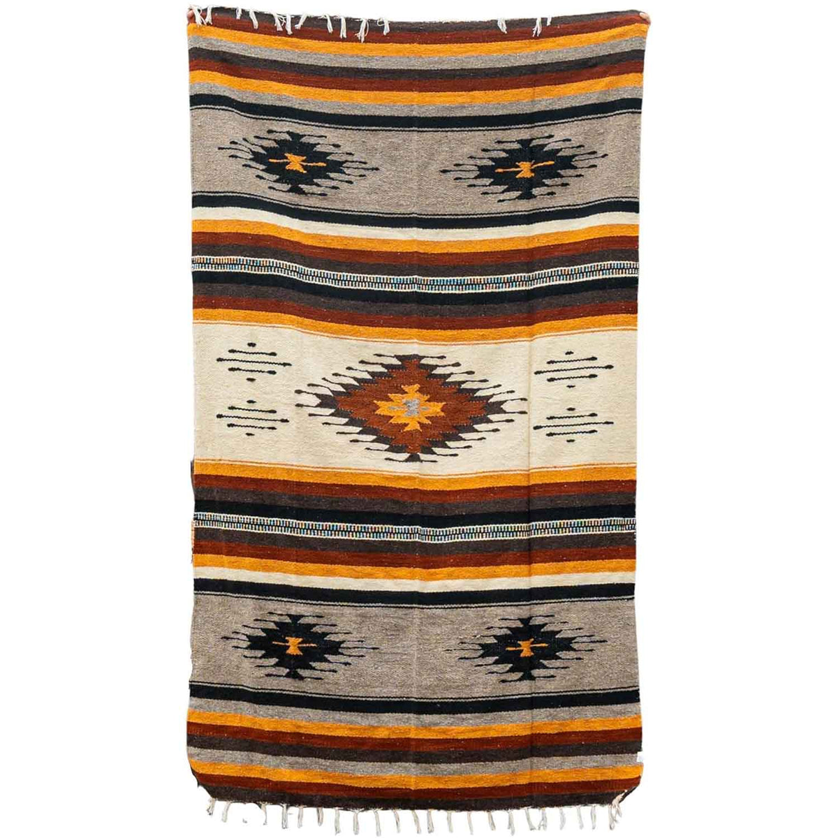 Mexican Blanket Southwest Aztec Diamond | Beige Yellow