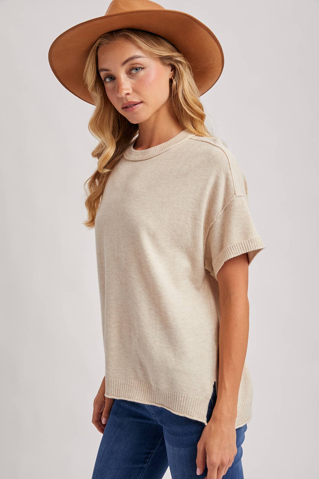 CREW NECK KNIT T-SHIRT
