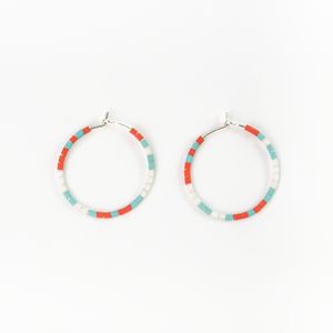 Cali Surf Beaded Hoop Earrings, Beaded Earrings, Surf, Boho