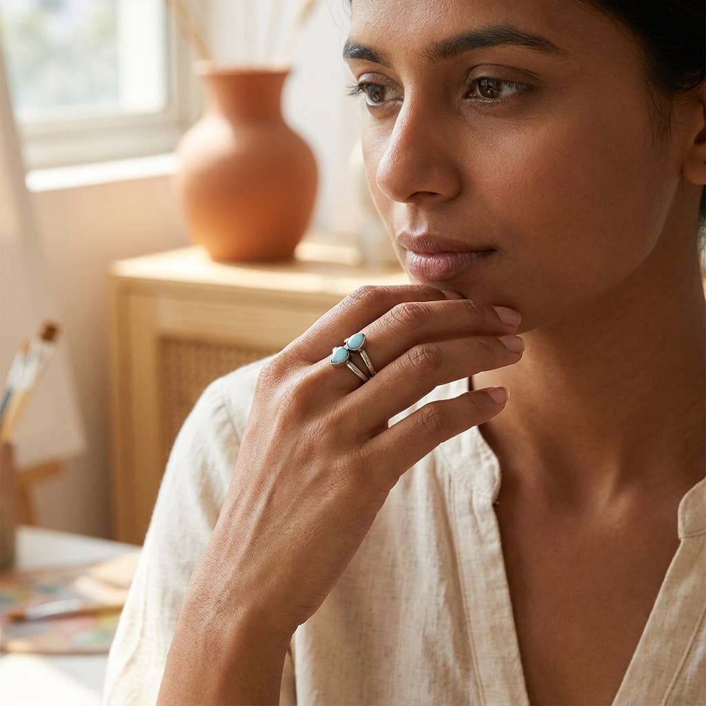 Tanvi Collection Ring - Silver with Double Amazonite