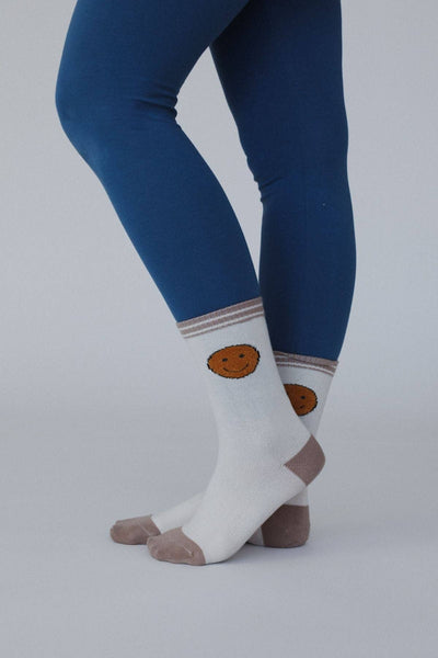 Happy Feet Smiley Face Socks - Ivory