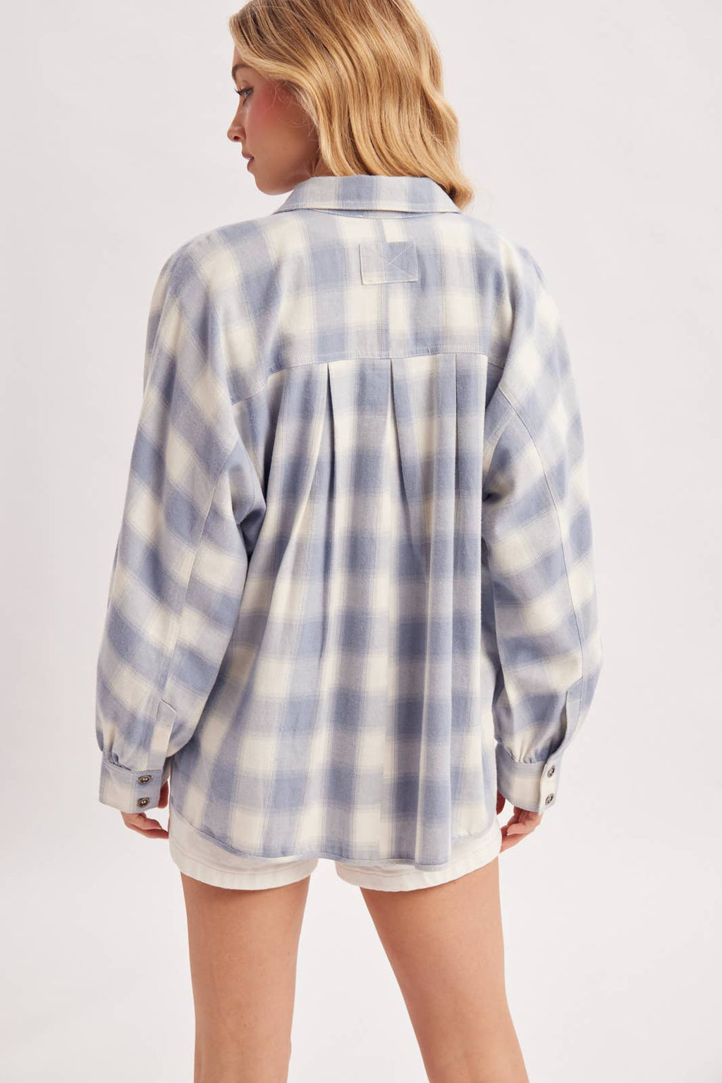 BUTTON DOWN PLAID SHACKET