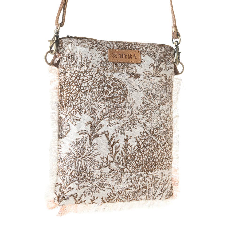 Loom Tapestry vintage Crossbody Bag for Women in white with fringe detail