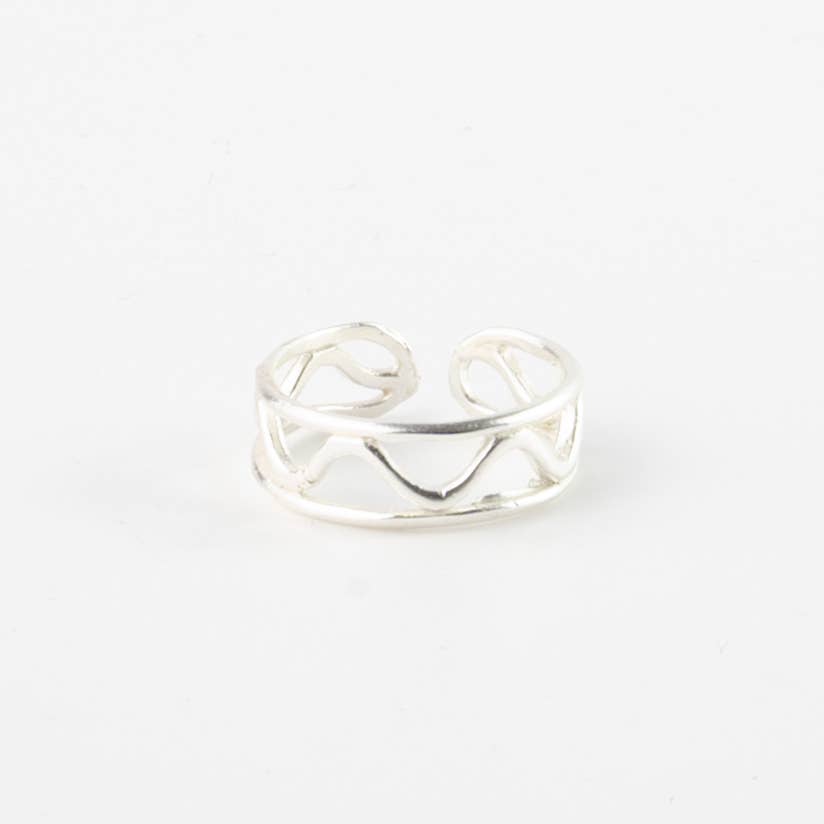 Buyan Wave Adjustable Ring, Silver Thumb Ring