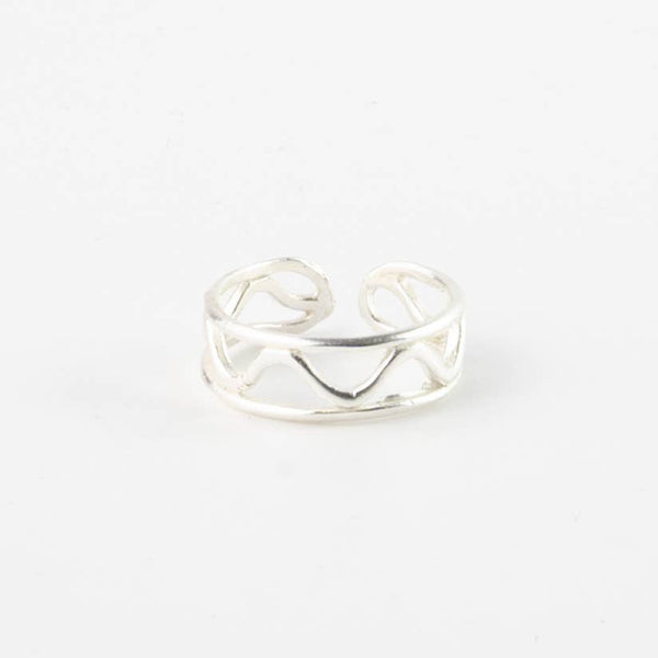Buyan Wave Adjustable Ring, Silver Thumb Ring