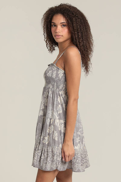 SPAGHETTI STRAP SMOCKED FLORAL TIERED DRESS