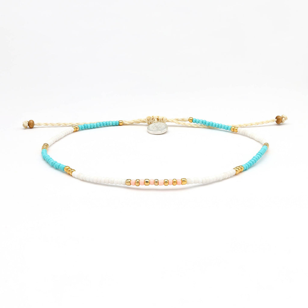 Gembira Beaded Anklet, Blue & White Surf Ankle Bracelet