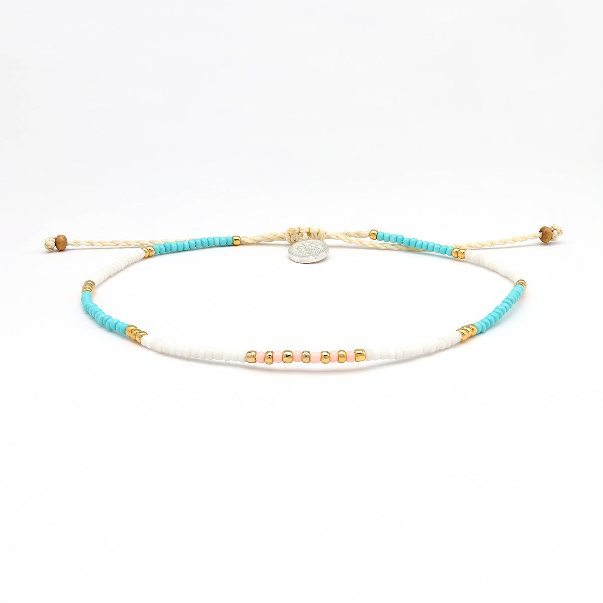 Gembira Beaded Anklet, Blue & White Surf Ankle Bracelet