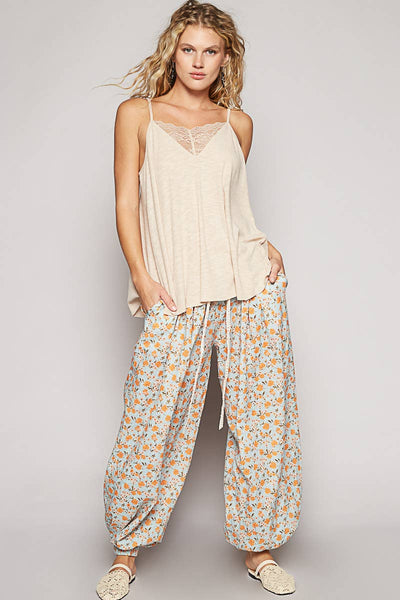 Multi colored printed woven casual pants
