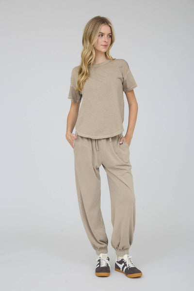 EXPOSED SEAM RAW EDGE SHORT SLEEVE KNIT TOP